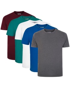 Bigdude 5 Pack Plain T-Shirts Multi Tall
